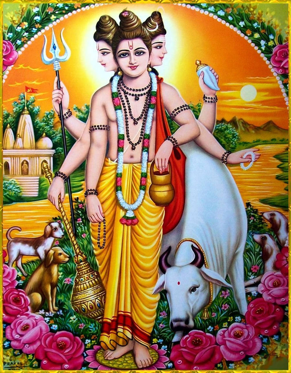 Dattatreya Trimurti Digital Artwork Wallpaper