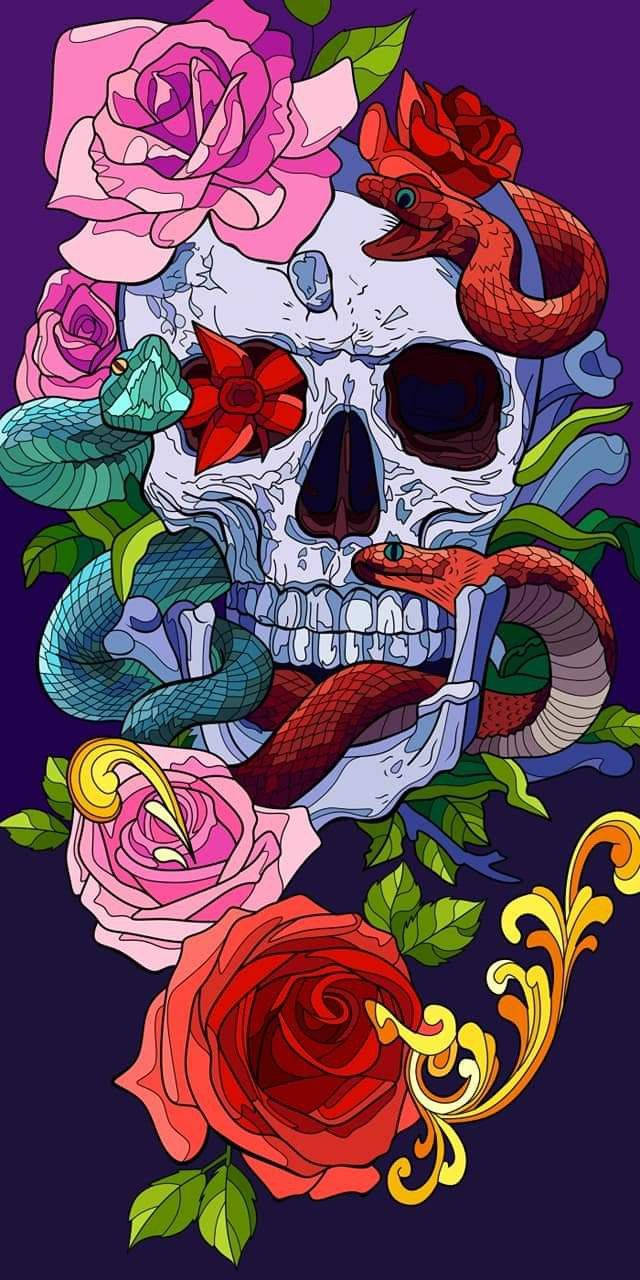 Day Of The Dead Skull With Snakes Wallpaper