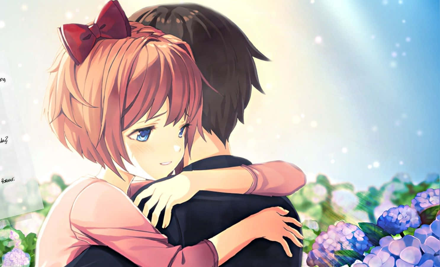 Ddlc Flower Garden Tight Embrace Wallpaper