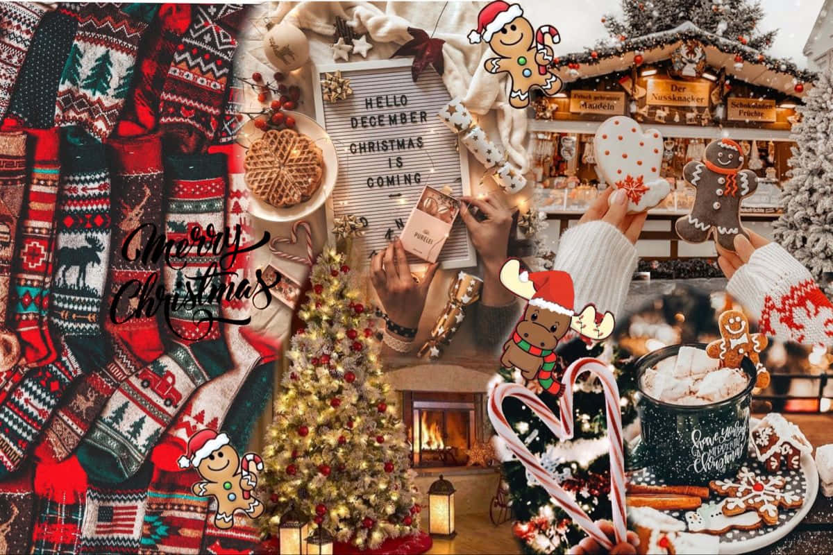 Deck The Halls With This Fun Christmas Collage Laptop Wallpaper