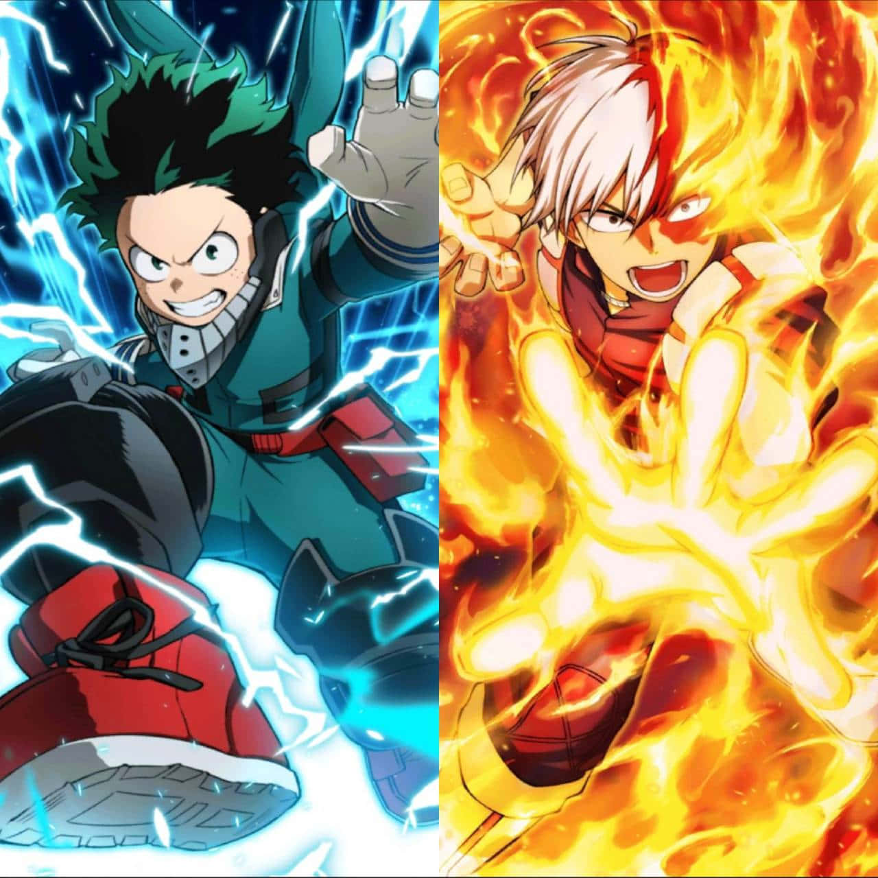 Deku And Todoroki Skills Wallpaper