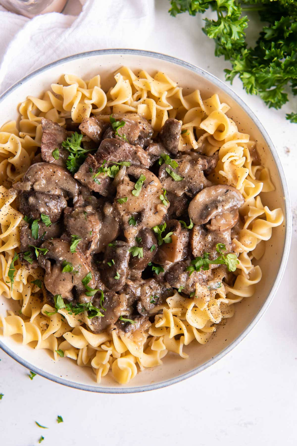 Delicious Beef Stroganoff Served On Fusilli Pasta Wallpaper