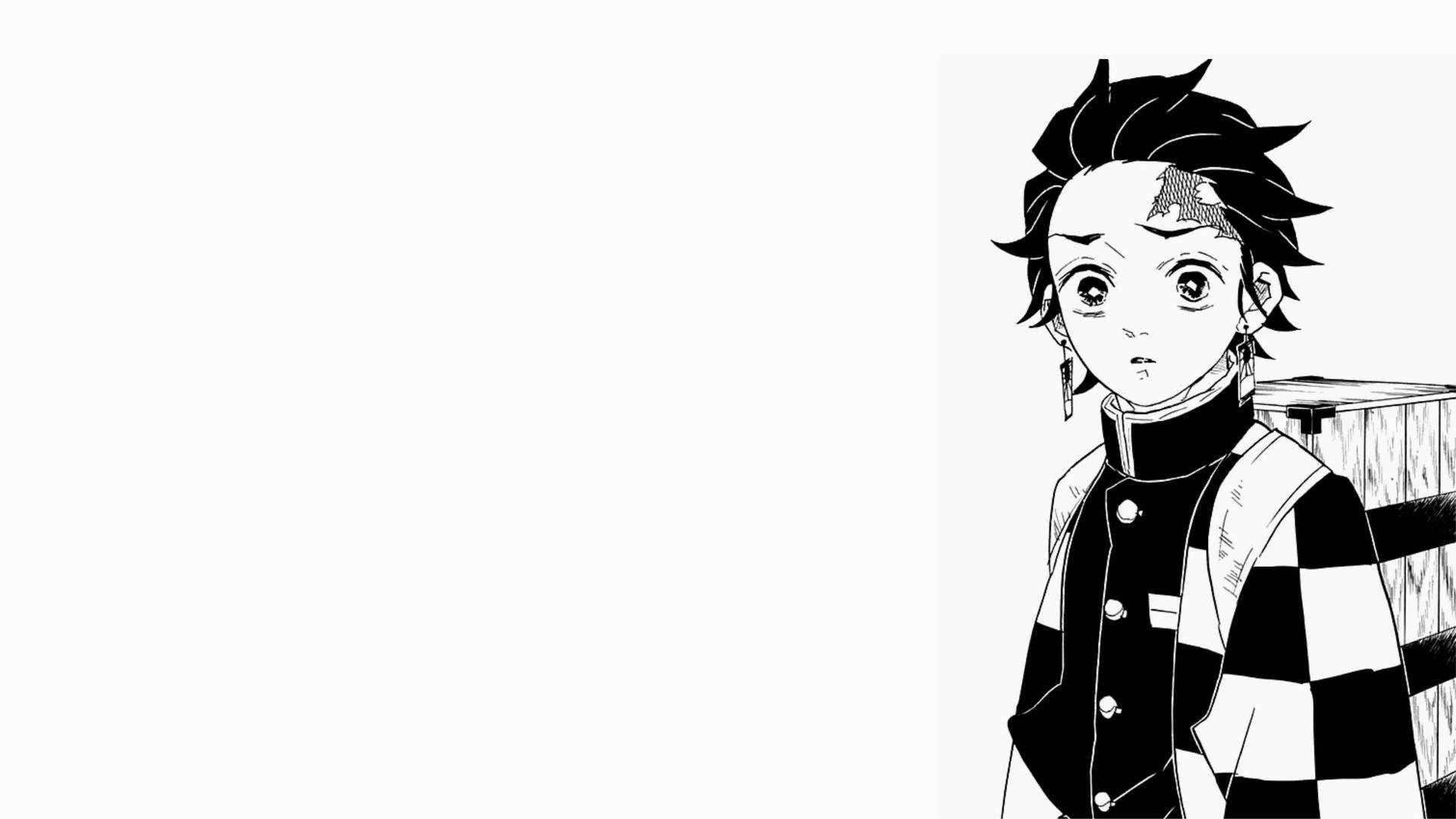 Demon Slayer Black And White Tanjiro Kamado Wallpaper