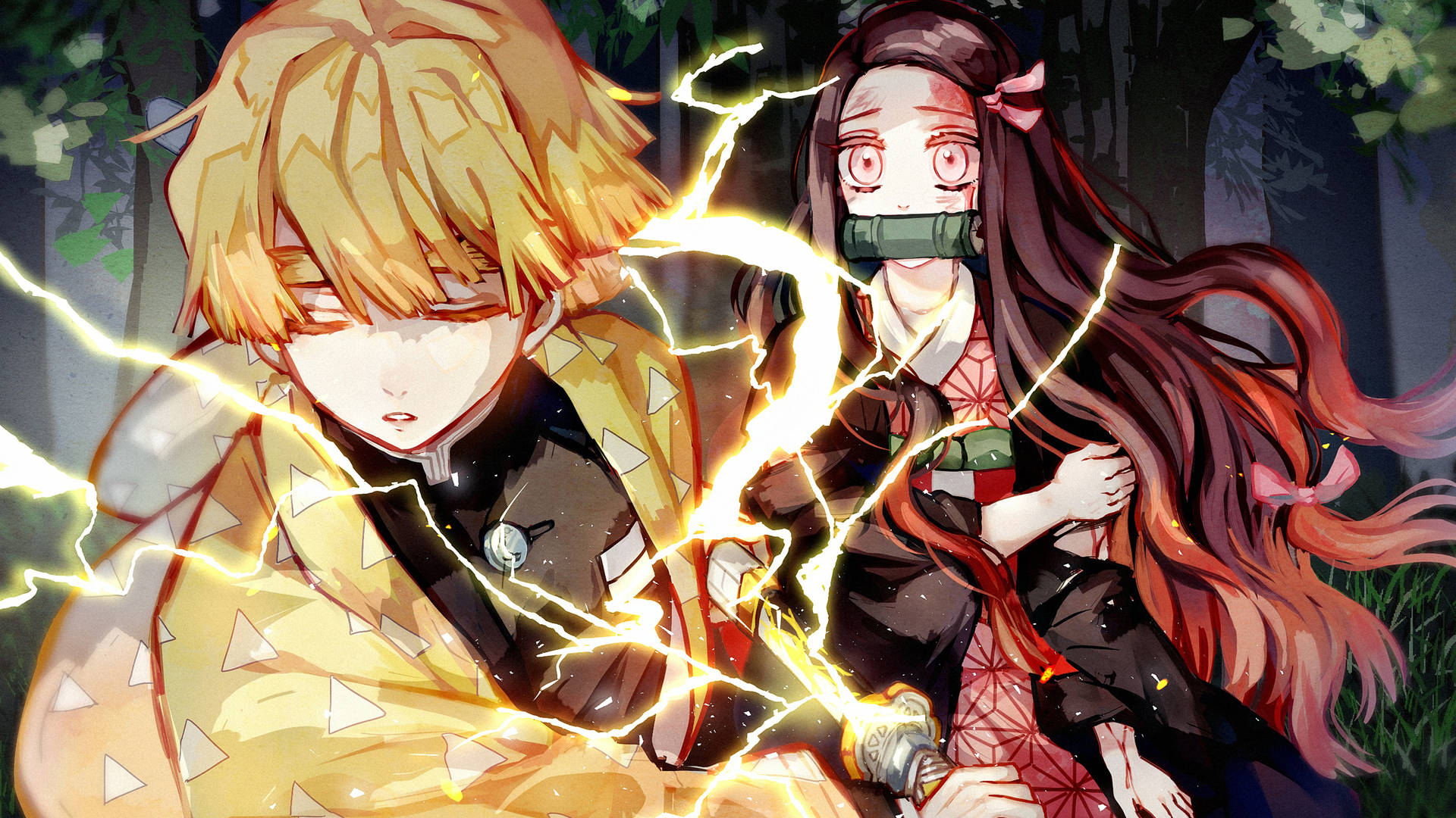 Download free Demon Slayer Zenitsu And Nezuko Wallpaper - MrWallpaper.com