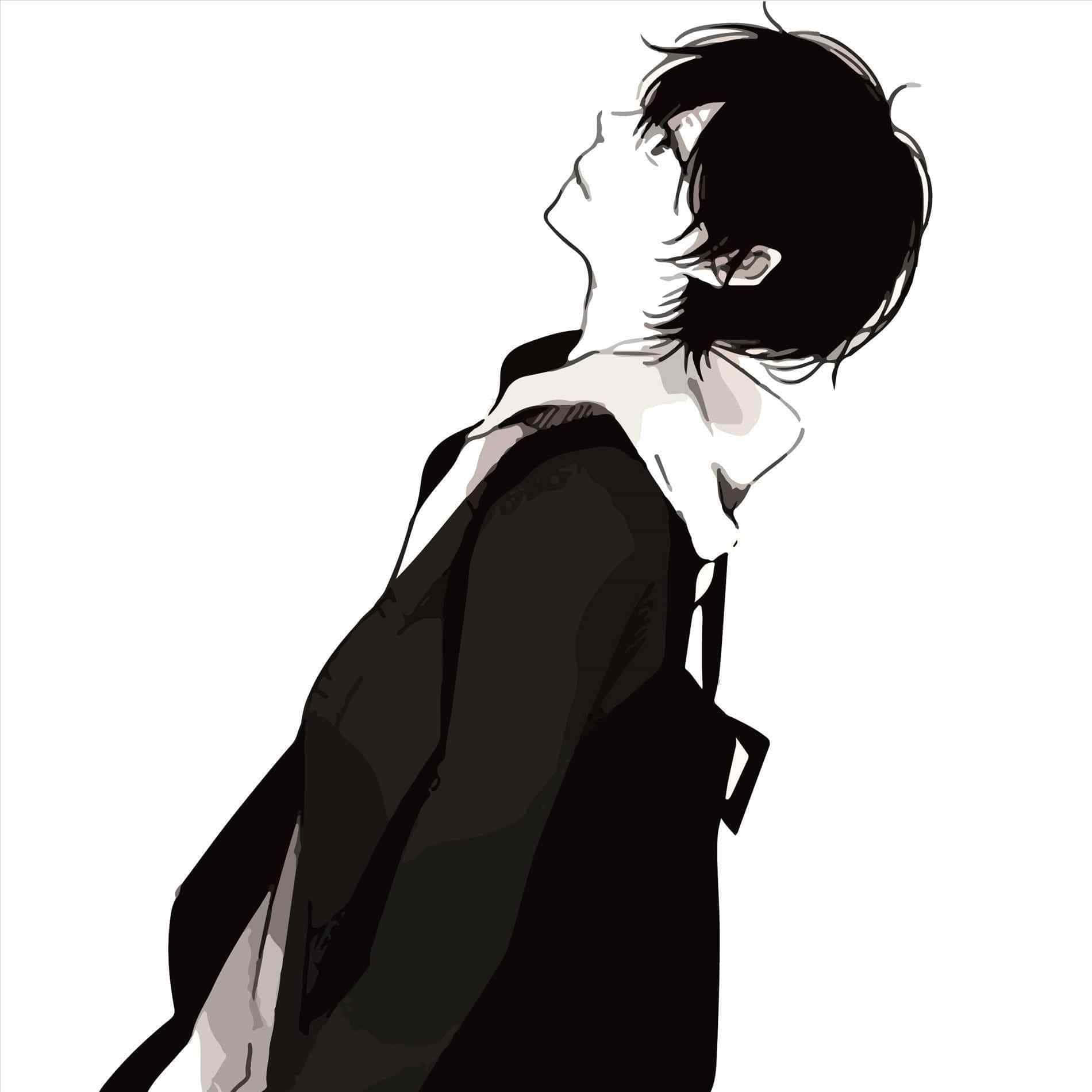 Depressed Anime Boy Black And White Wallpaper