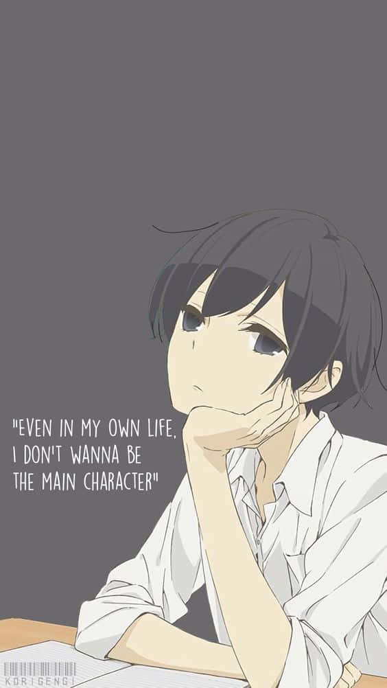 Depressed Anime Boy Ponders Sorrows In Silence Wallpaper