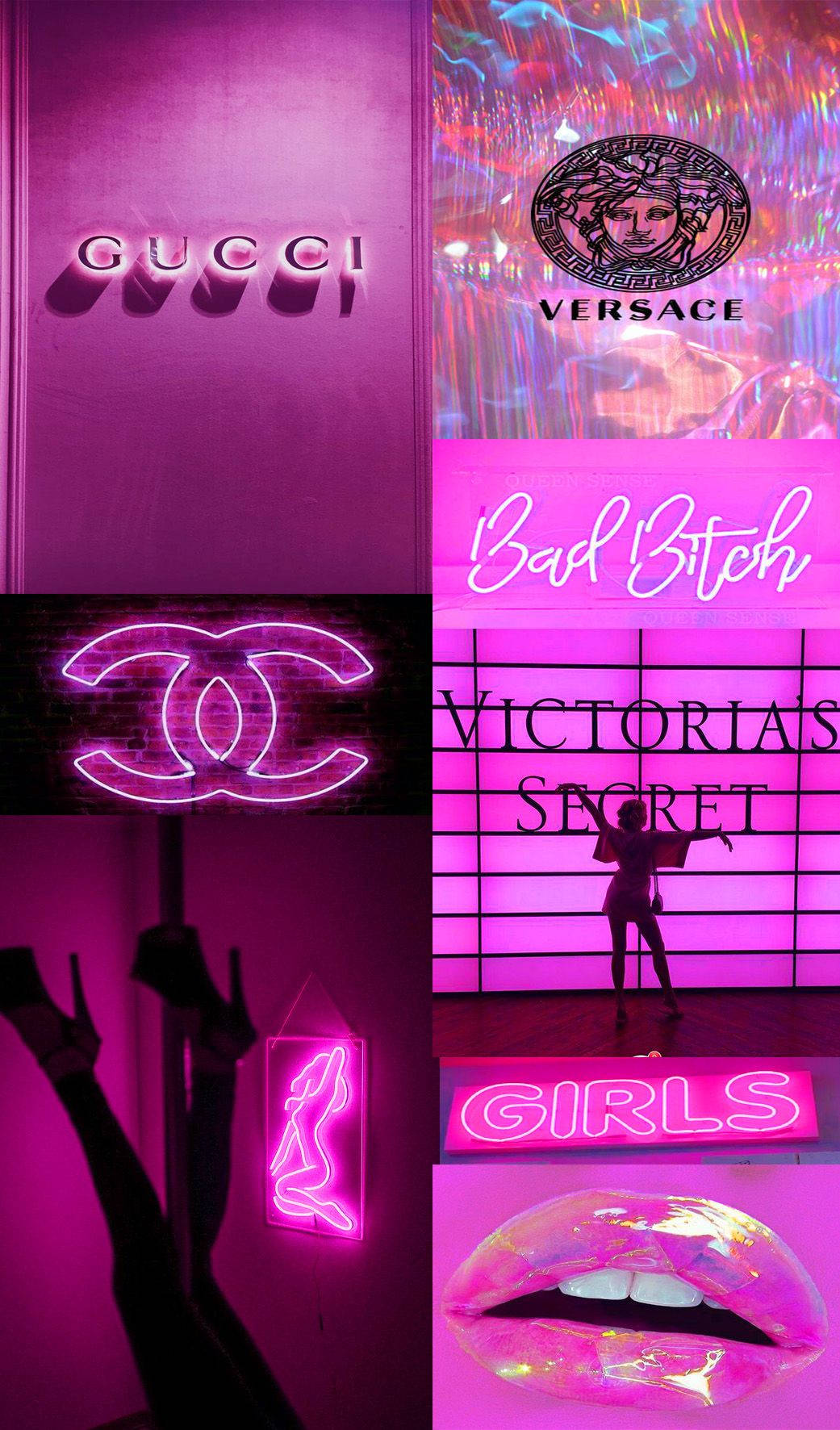 Designer Brand Logos Pink Baddie Background Wallpaper