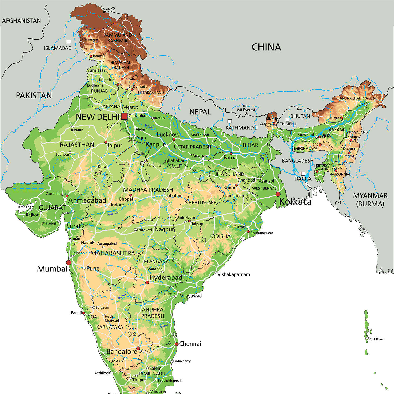 Detailed Map Of India Wallpaper