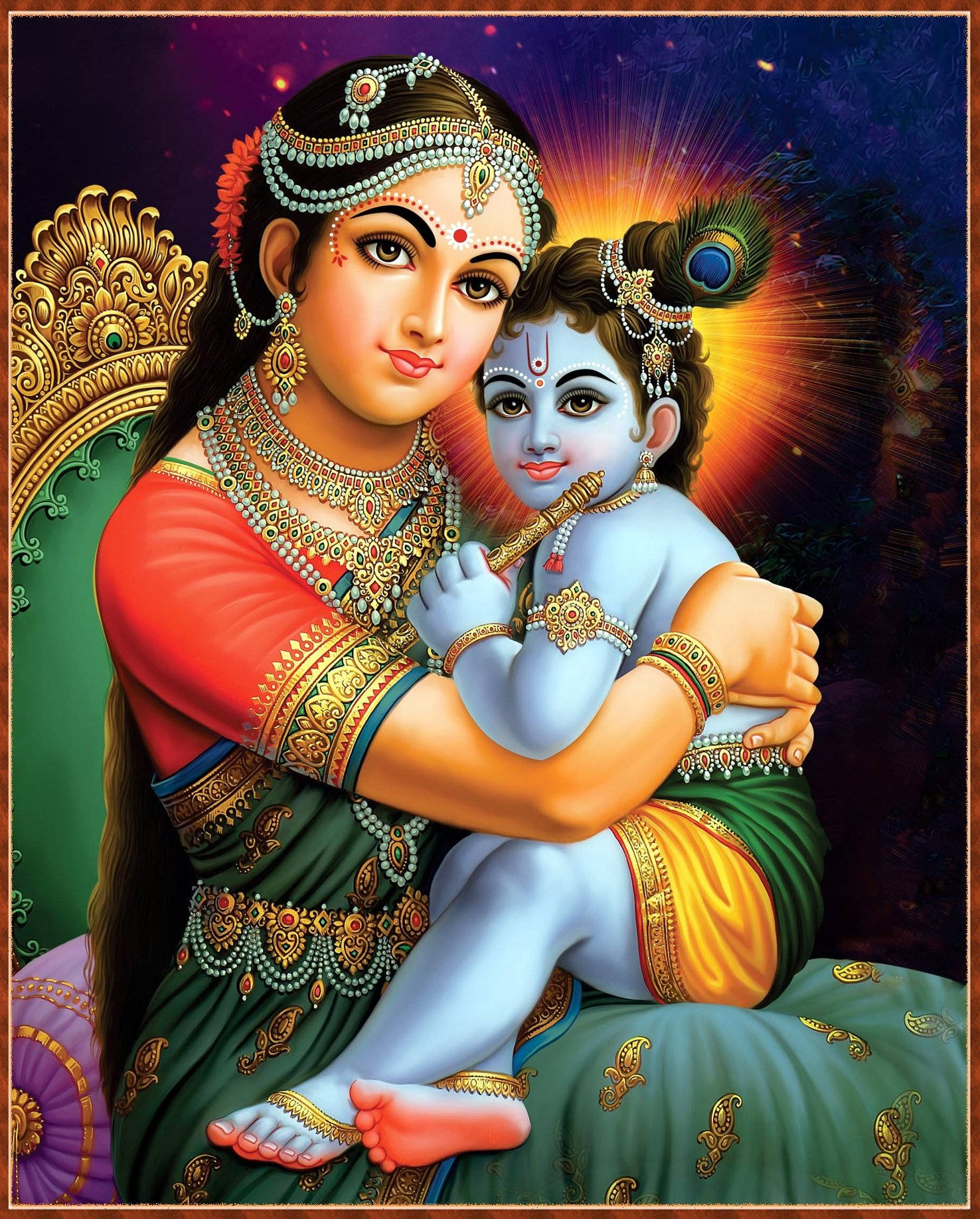 Devaki And Lord Krishna 3d Wallpaper