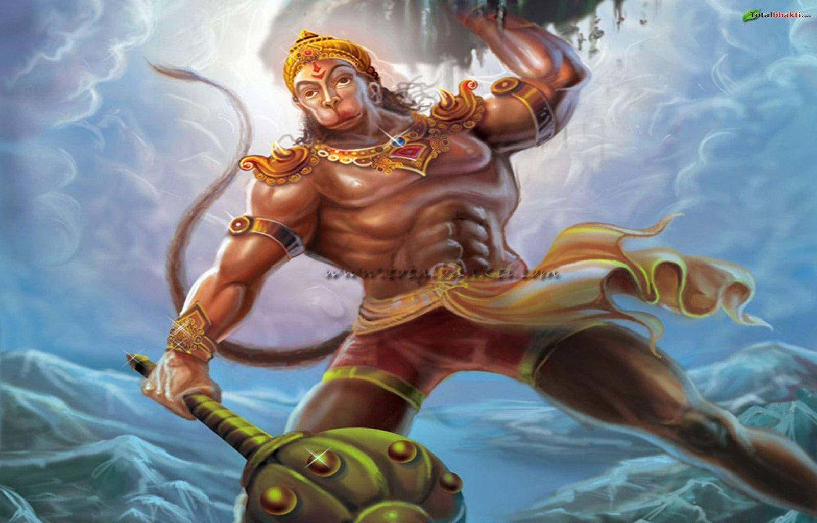 Devotional Glory - The Ripped Hanuman Of Bajrang Dal In High Definition Wallpaper