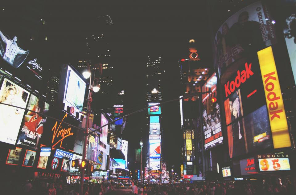 Digital Screens New York City Night Wallpaper