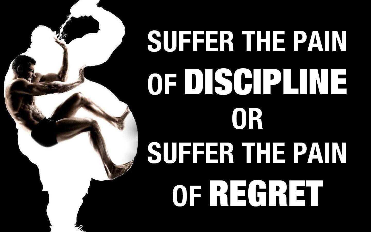 Discipline And Regret Inspirational Quotes Wallpaper