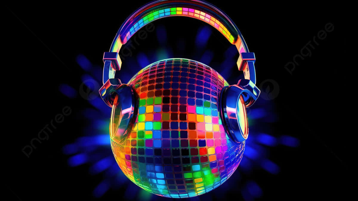 Disco Ball Headphones Party Vibe Wallpaper