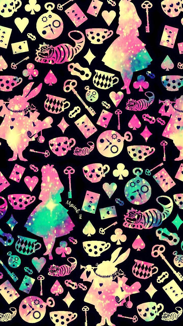 Disney Alice In Wonderland Pattern Wallpaper
