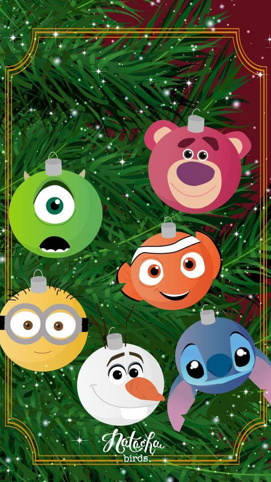 Disney Christmas Character Ornaments Wallpaper