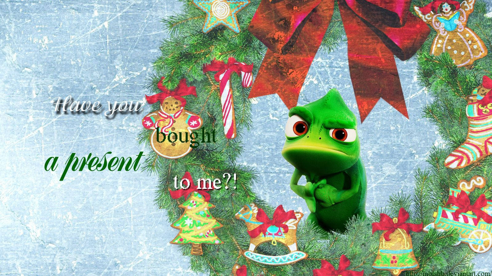 Disney Christmas Pascal In Wreath Wallpaper
