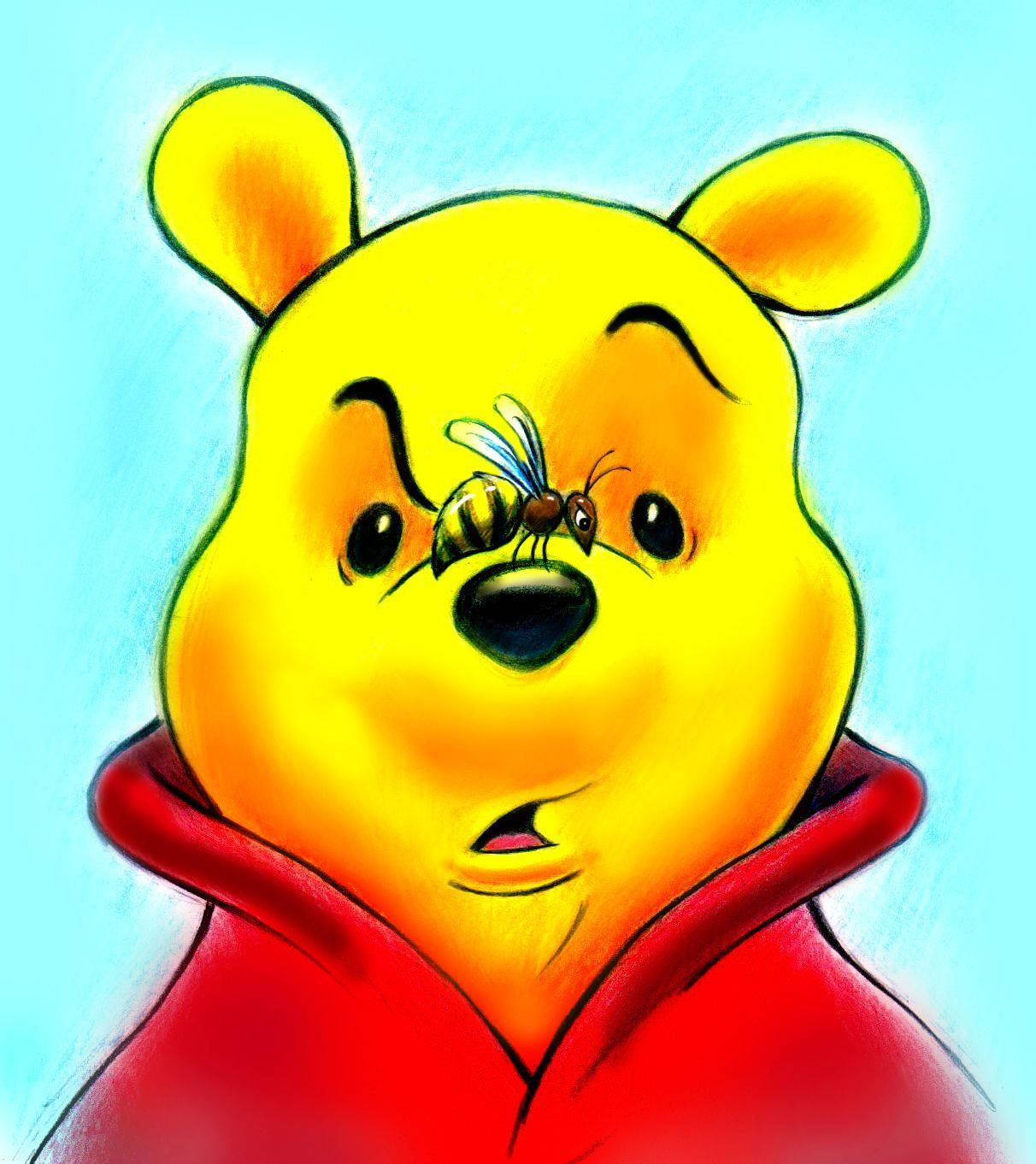 Disney Winnie The Pooh With A Bee Wallpaper