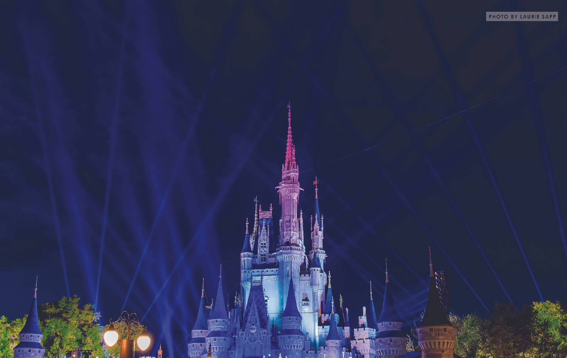 Disney World With Blue Lights Wallpaper