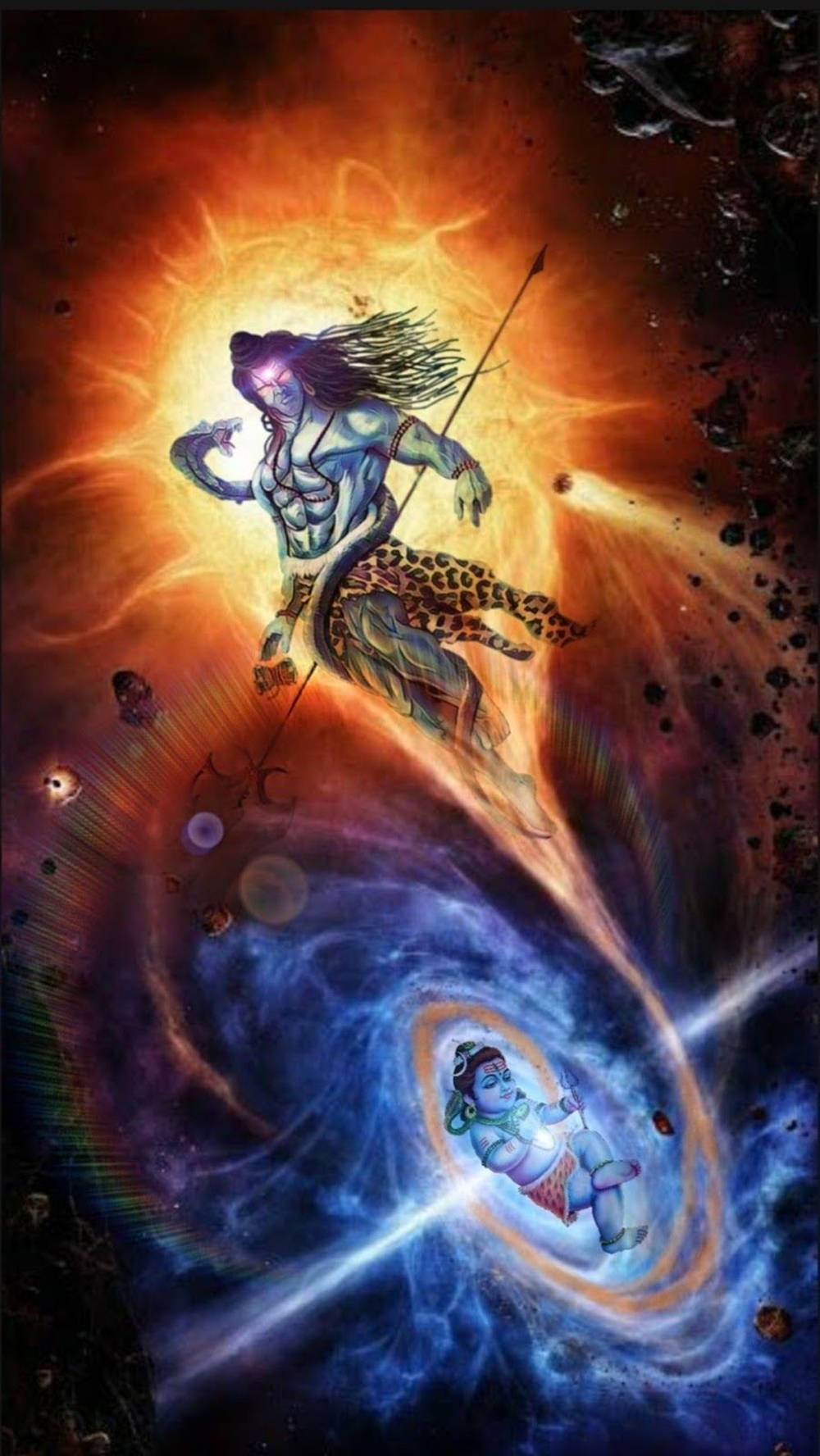 Divine Connection - Angry Vishnu And Infant Self Wallpaper