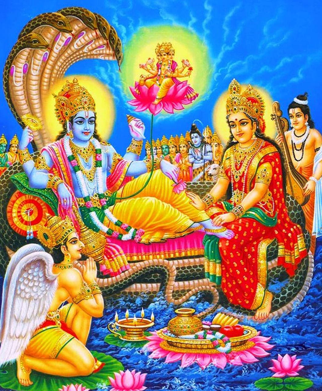 Divine Embrace - The Wives Of Lord Vishnu Hd Image Wallpaper