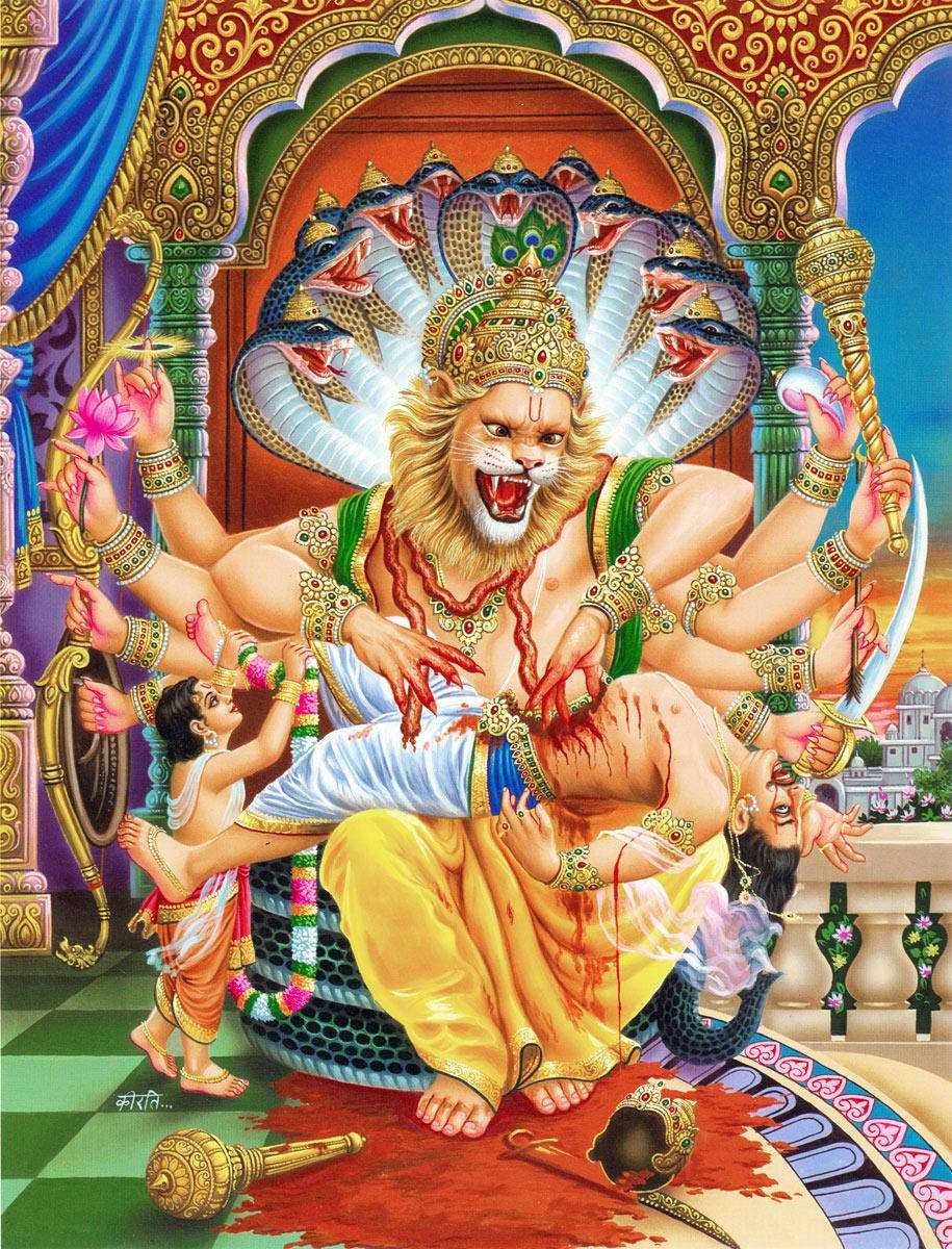 Divine Fury - Lord Narasimha Wallpaper