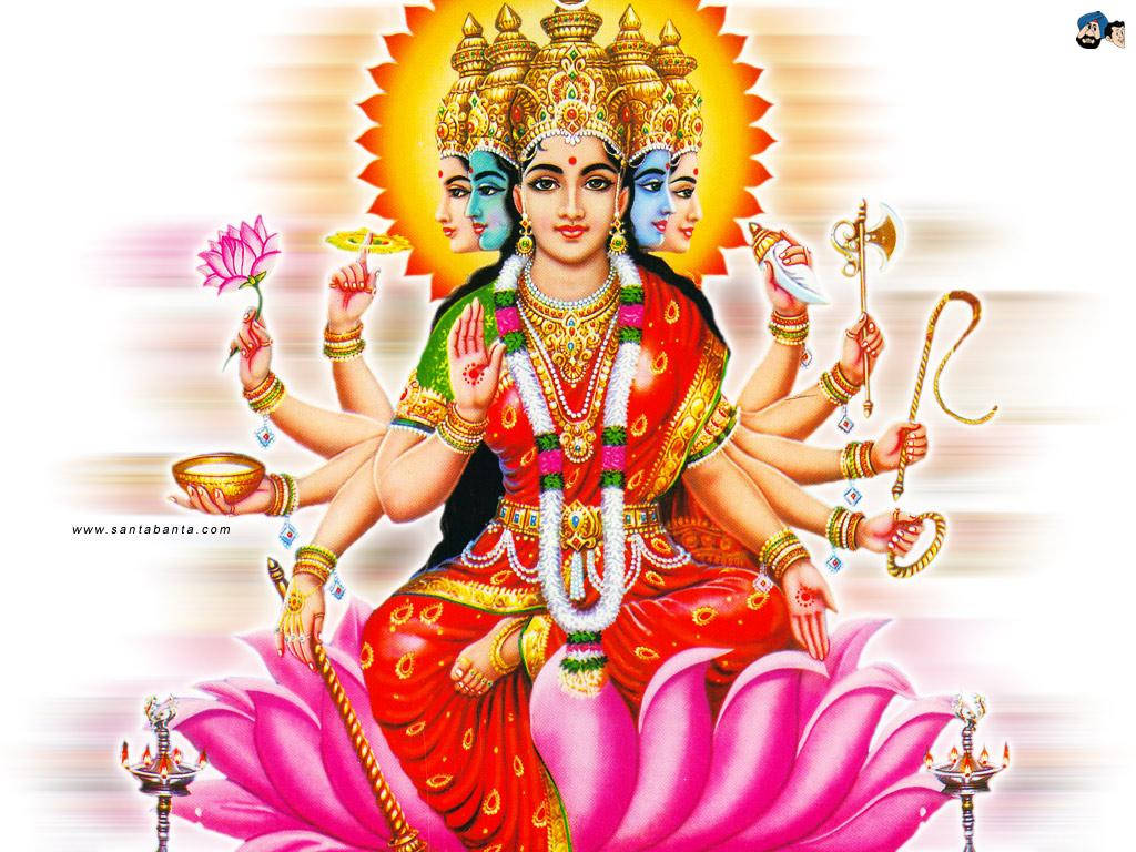Divine Radiance - Ten-handed Goddess Lakshmi Wallpaper
