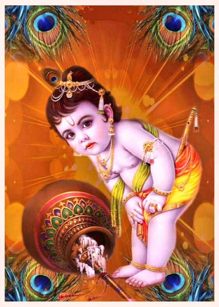 Divine Serenity- Krishna Ji With The Broken Pot Wallpaper