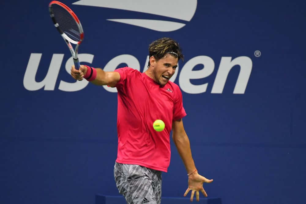 Dominic Thiem Intense Forehandat U S Open Wallpaper