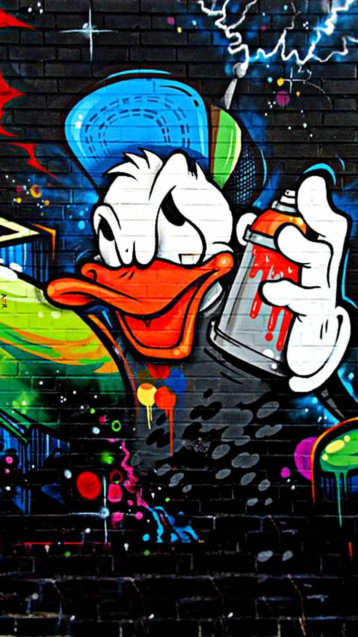 Donald Duck Wall Graffiti Iphone Wallpaper