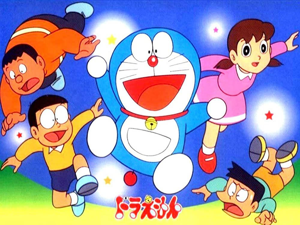 Doraemon And Friends Stumbling And Falling 4k Wallpaper