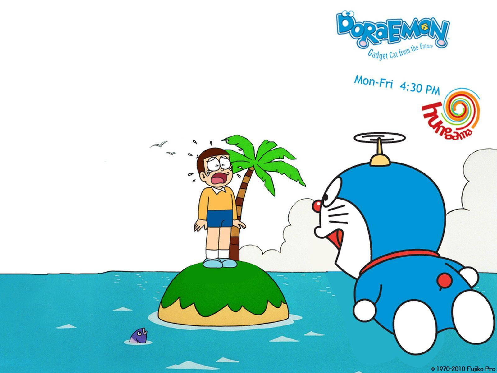 Doraemon And Nobita Island Art Wallpaper