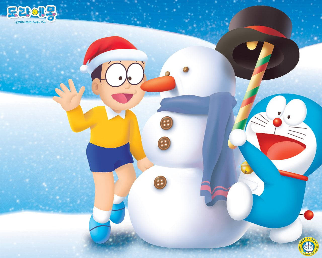 Doraemon And Nobita Snowman Wallpaper