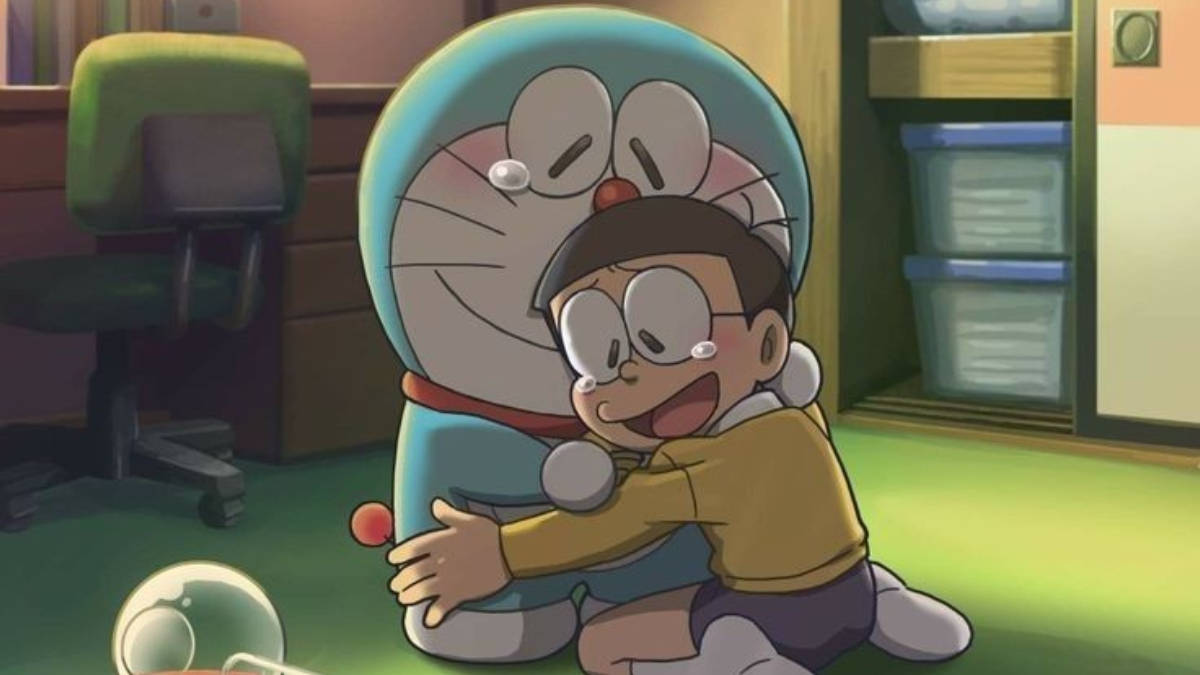 Doraemon Teary-eyed With Nobita 4k Wallpaper