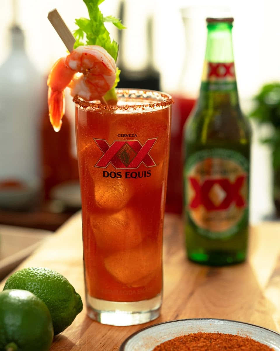 Dos Equis Beer Cocktailwith Shrimp Wallpaper