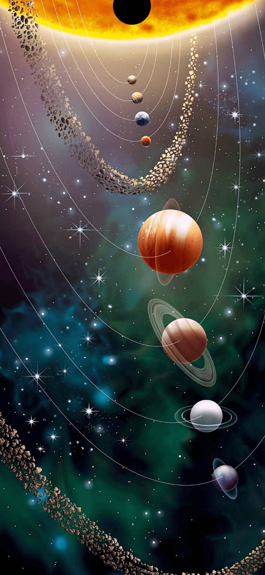 Dot Notch Solar System Wallpaper