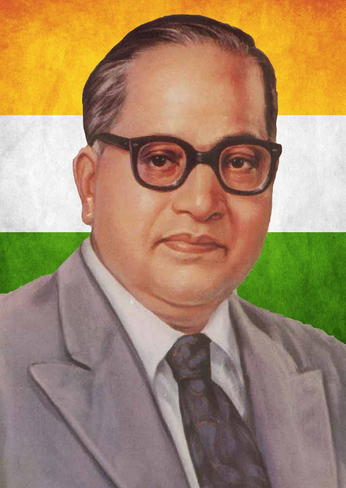 Dr Babasaheb Ambedkar On Indian Flag Wallpaper