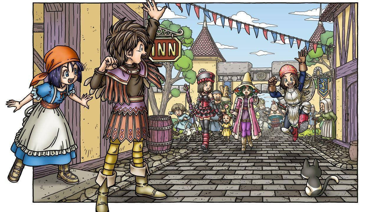 Dragon Quest Ix Protagonists In The City Wallpaper