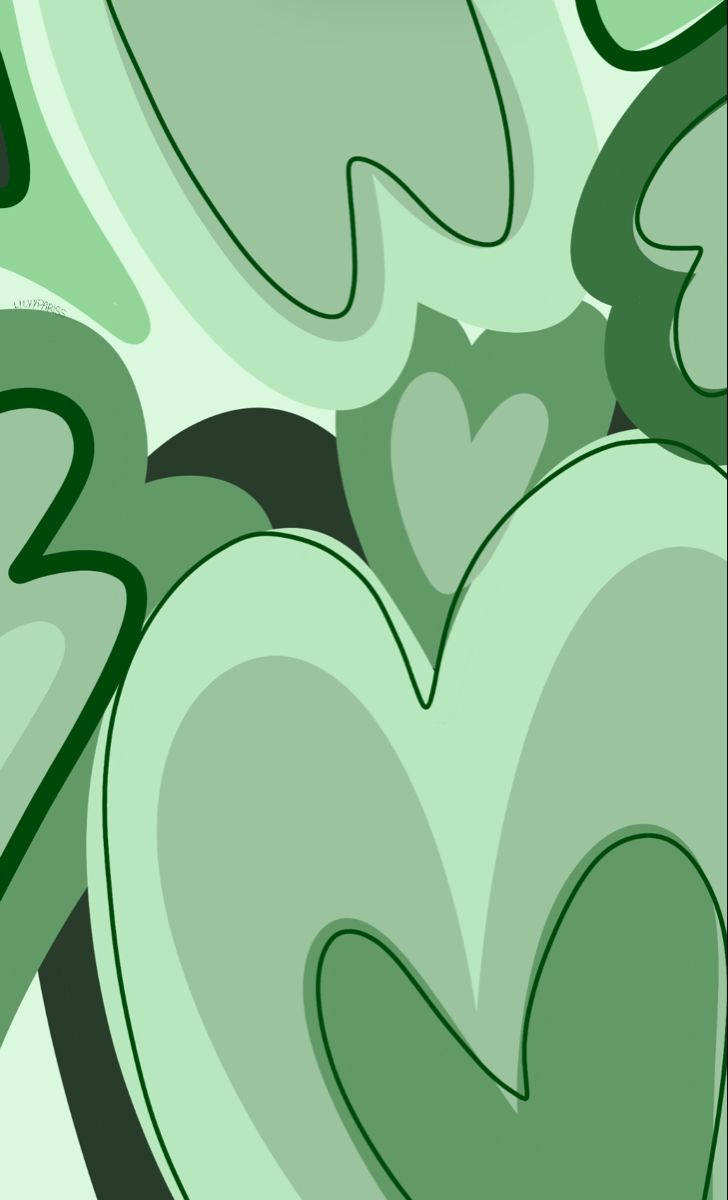 Drawing Green Heart Wallpaper