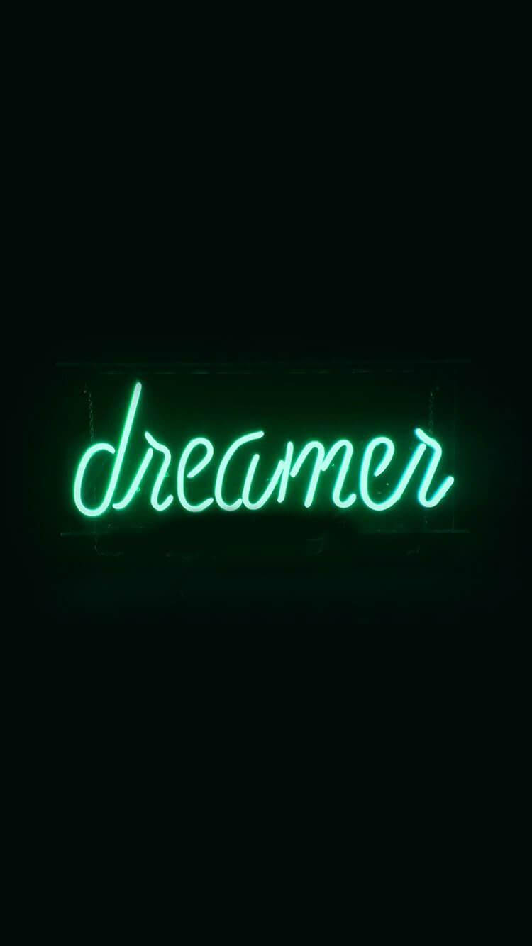 Dreamer Neon Green Aesthetic Wallpaper
