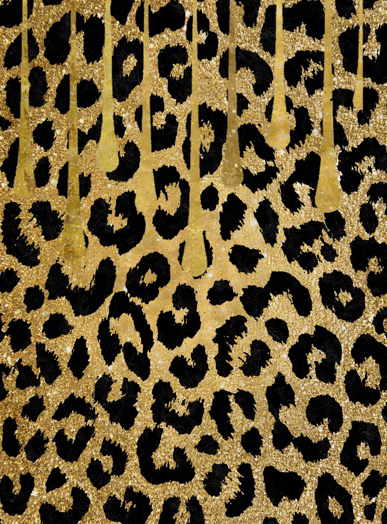 Dripping Gold On Cute Leopard Print Wallpaper