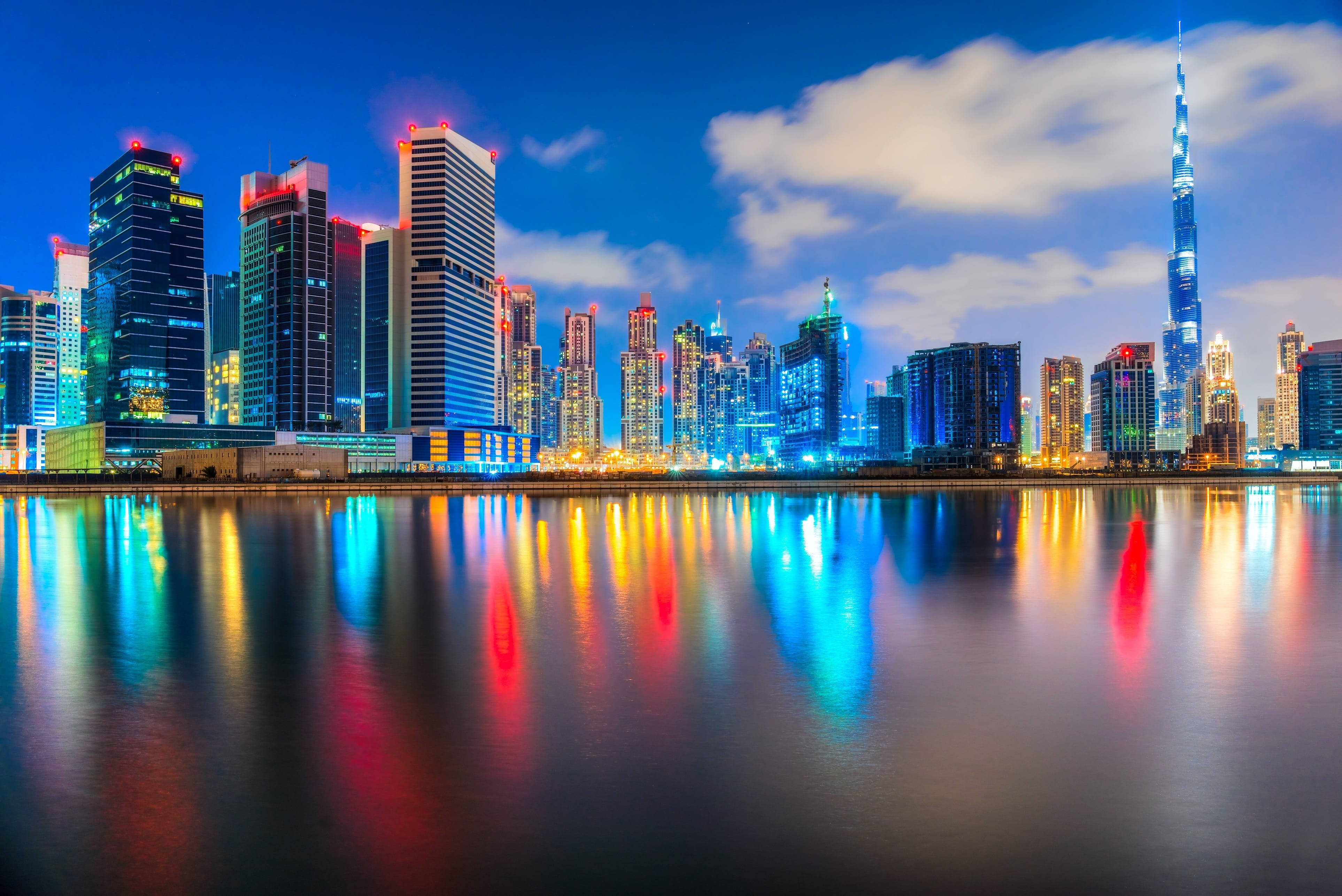 Dubai 4k Colorful Lights Wallpaper