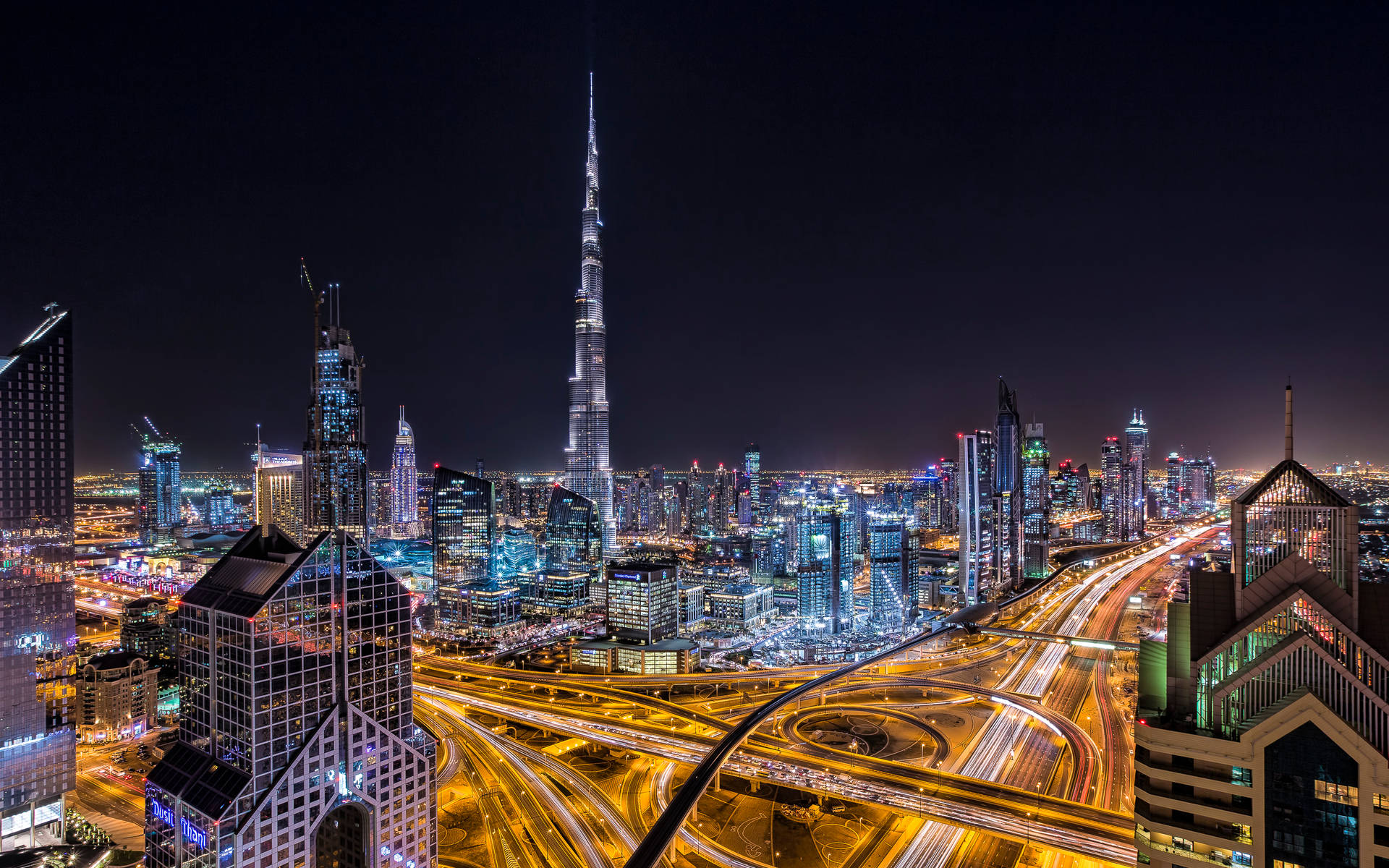 Wallpaper City, Dubai, UAE, skyscrapers, fog, lights, dusk 1920x1200 HD  Picture, Image