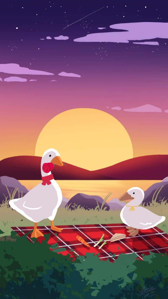 Ducks Picnic Sunset Wallpaper