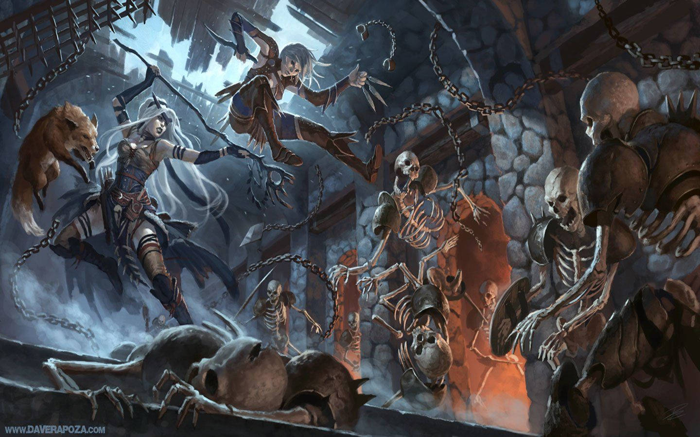 Dungeons And Dragons Fighting Skeletons Wallpaper