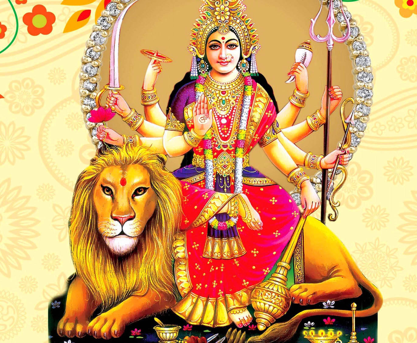 Durga Devi And Her Weapons Wallpaper