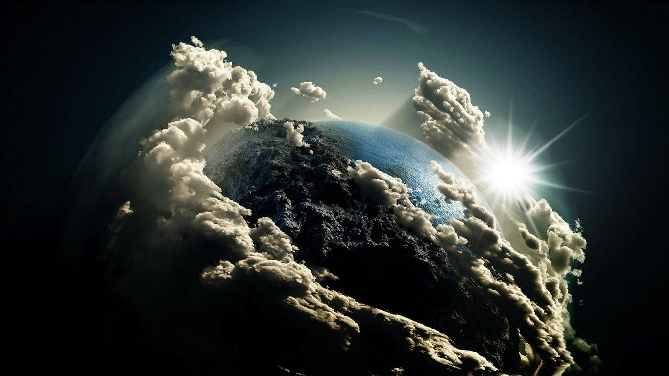 Earth Clouds Dark Space Wallpaper