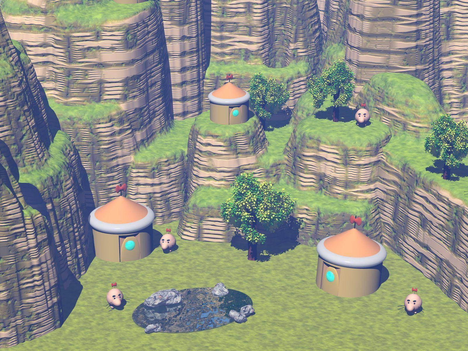 Earthbound 3d Village In Day Time Wallpaper