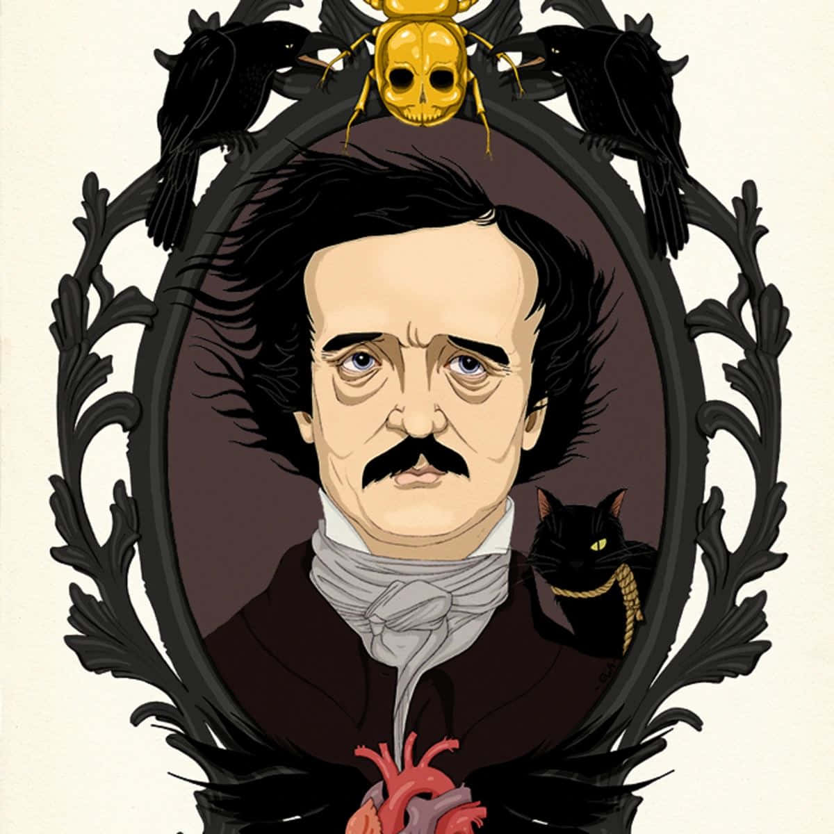 Edgar Allan Poe Gothic Icons Wallpaper