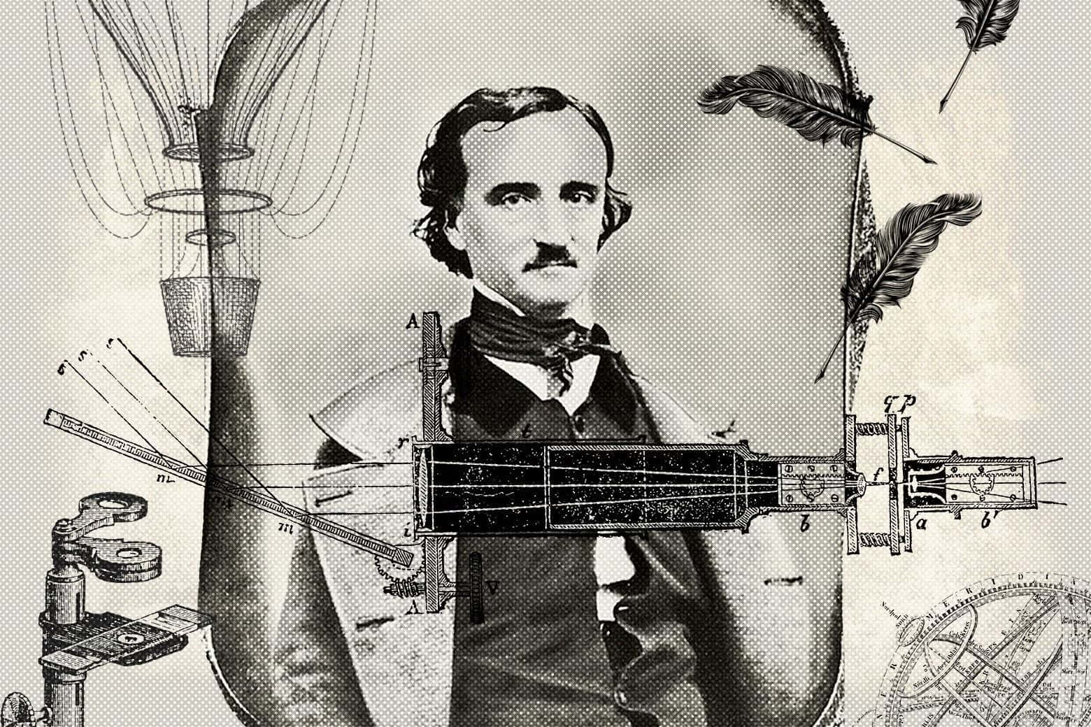 Edgar Allan Poe Steampunk Collage Wallpaper