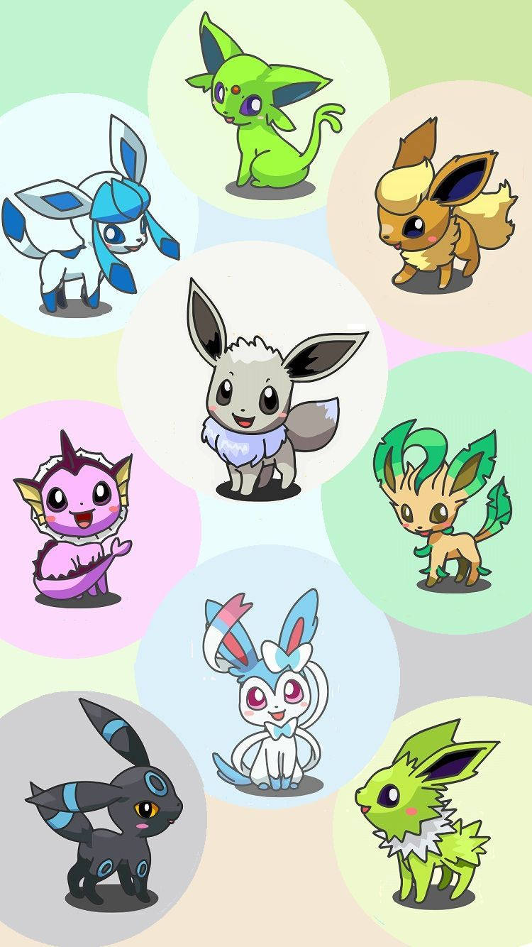 Eevee In Circles Iphone Wallpaper